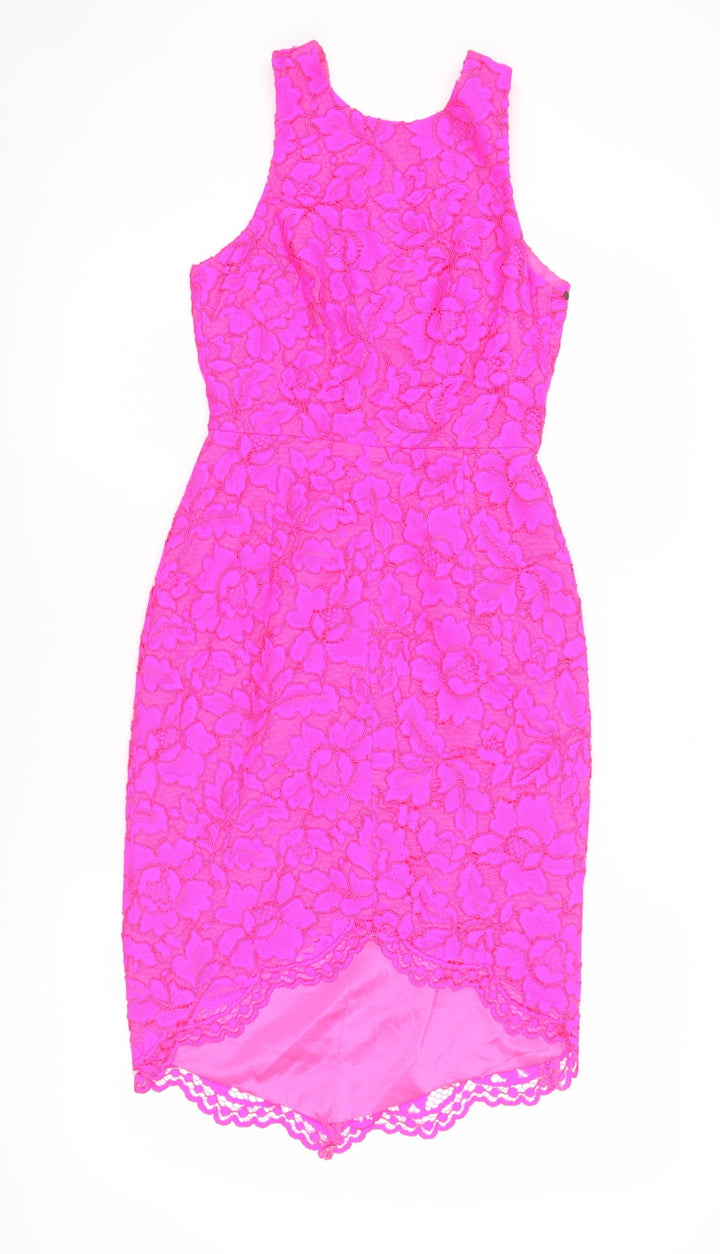 Forever New Women’s Pink Lace Floral Sheath Dress Size 8 Party Wedding