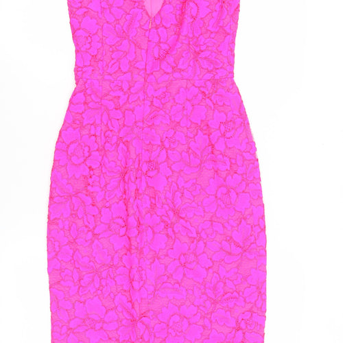 Forever New Women’s Pink Lace Floral Sheath Dress Size 8 Party Wedding
