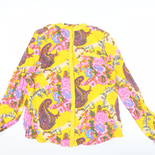 Next Women’s Yellow Floral Paisley Long Sleeve Tunic Blouse Size 10