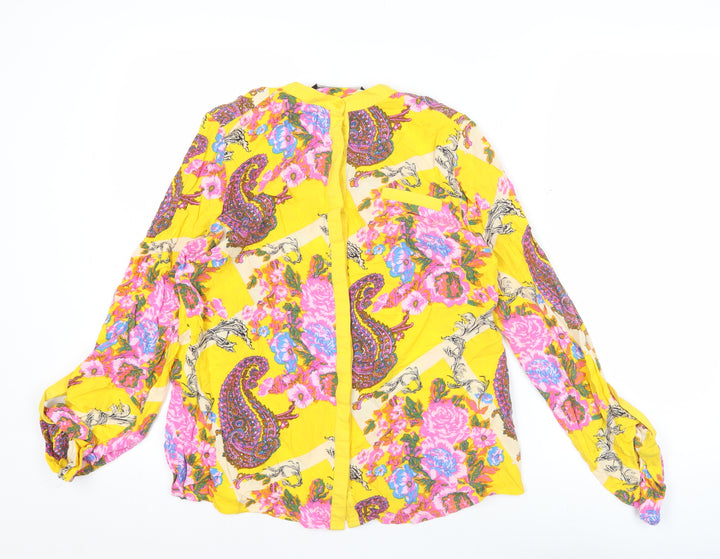 Next Women’s Yellow Floral Paisley Long Sleeve Tunic Blouse Size 10