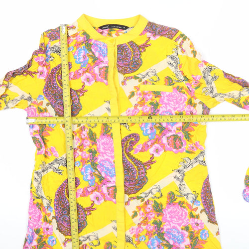 Next Women’s Yellow Floral Paisley Long Sleeve Tunic Blouse Size 10