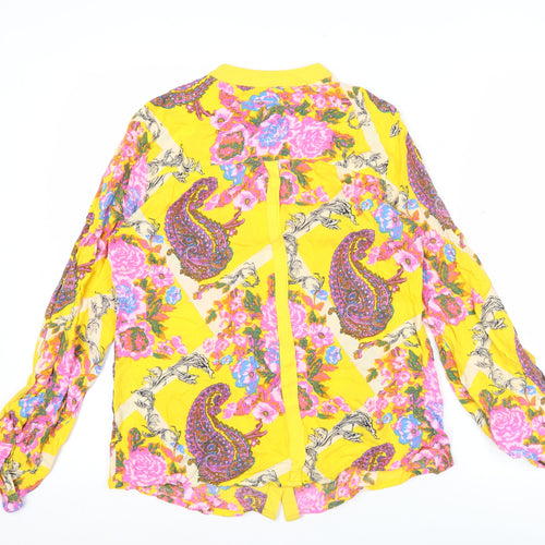 Next Women’s Yellow Floral Paisley Long Sleeve Tunic Blouse Size 10