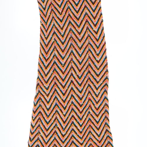 Zara Women’s Multicoloured Knit Maxi Dress S Sleeveless Chevron Summer