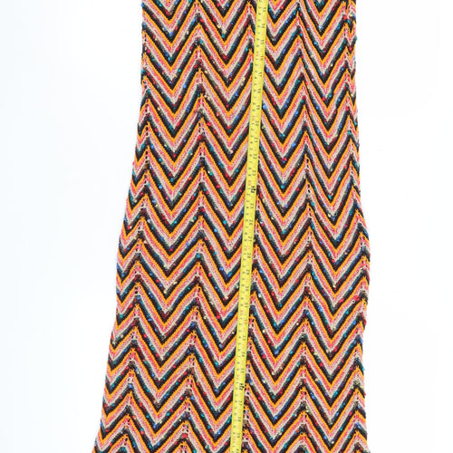 Zara Women’s Multicoloured Knit Maxi Dress S Sleeveless Chevron Summer