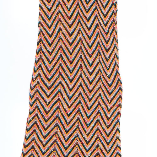 Zara Women’s Multicoloured Knit Maxi Dress S Sleeveless Chevron Summer