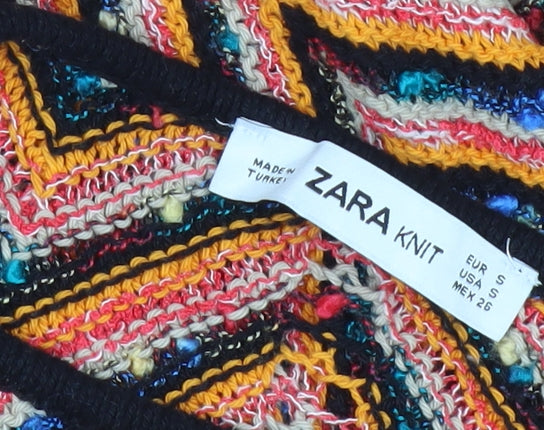 Zara Women’s Multicoloured Knit Maxi Dress S Sleeveless Chevron Summer
