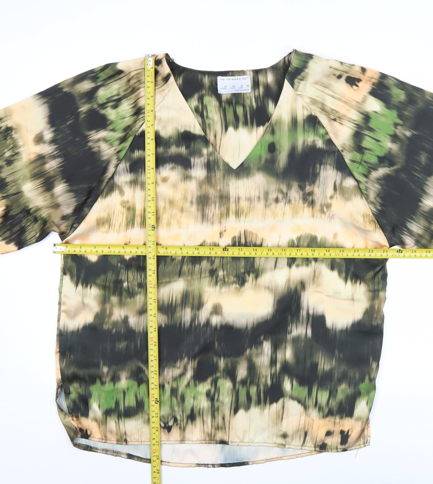 Primark Women’s Multicoloured Tie-Dye V-Neck Tunic Blouse Size 14