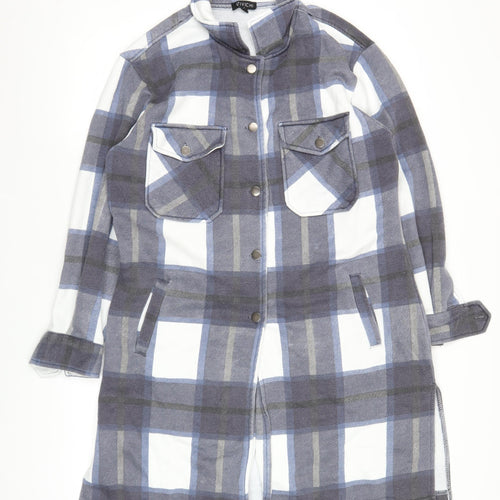 Vivichi Men’s Blue Grey Check Flannel Jacket Size S Casual