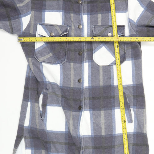 Vivichi Men’s Blue Grey Check Flannel Jacket Size S Casual