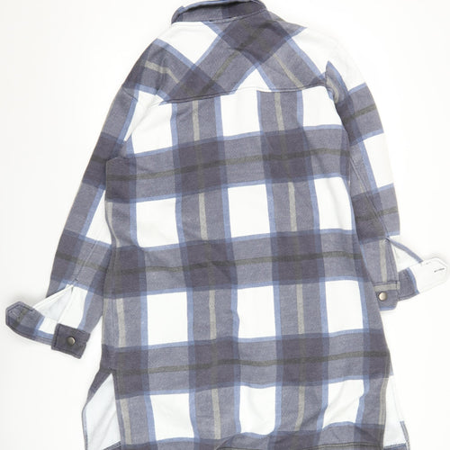 Vivichi Men’s Blue Grey Check Flannel Jacket Size S Casual