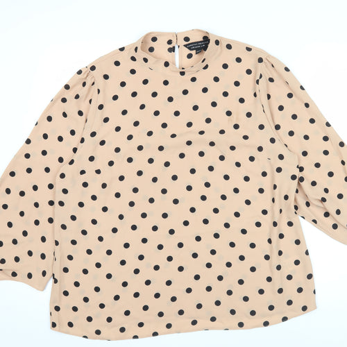 Dorothy Perkins Women’s Beige Polka Dot Blouse UK16 Long Sleeve