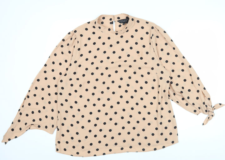 Dorothy Perkins Women’s Beige Polka Dot Blouse UK16 Long Sleeve