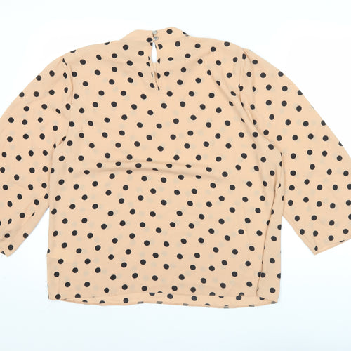 Dorothy Perkins Women’s Beige Polka Dot Blouse UK16 Long Sleeve