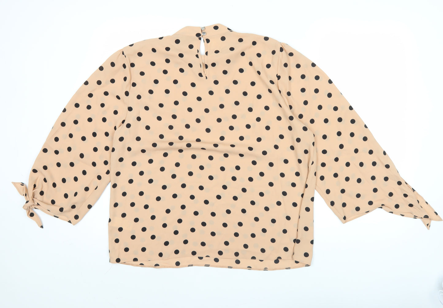 Dorothy Perkins Women’s Beige Polka Dot Blouse UK16 Long Sleeve