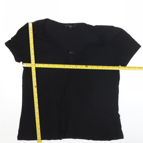 Next Women’s Black Viscose Blend Short Sleeve V-Neck T-Shirt Size 12