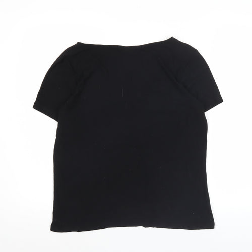 Next Women’s Black Viscose Blend Short Sleeve V-Neck T-Shirt Size 12
