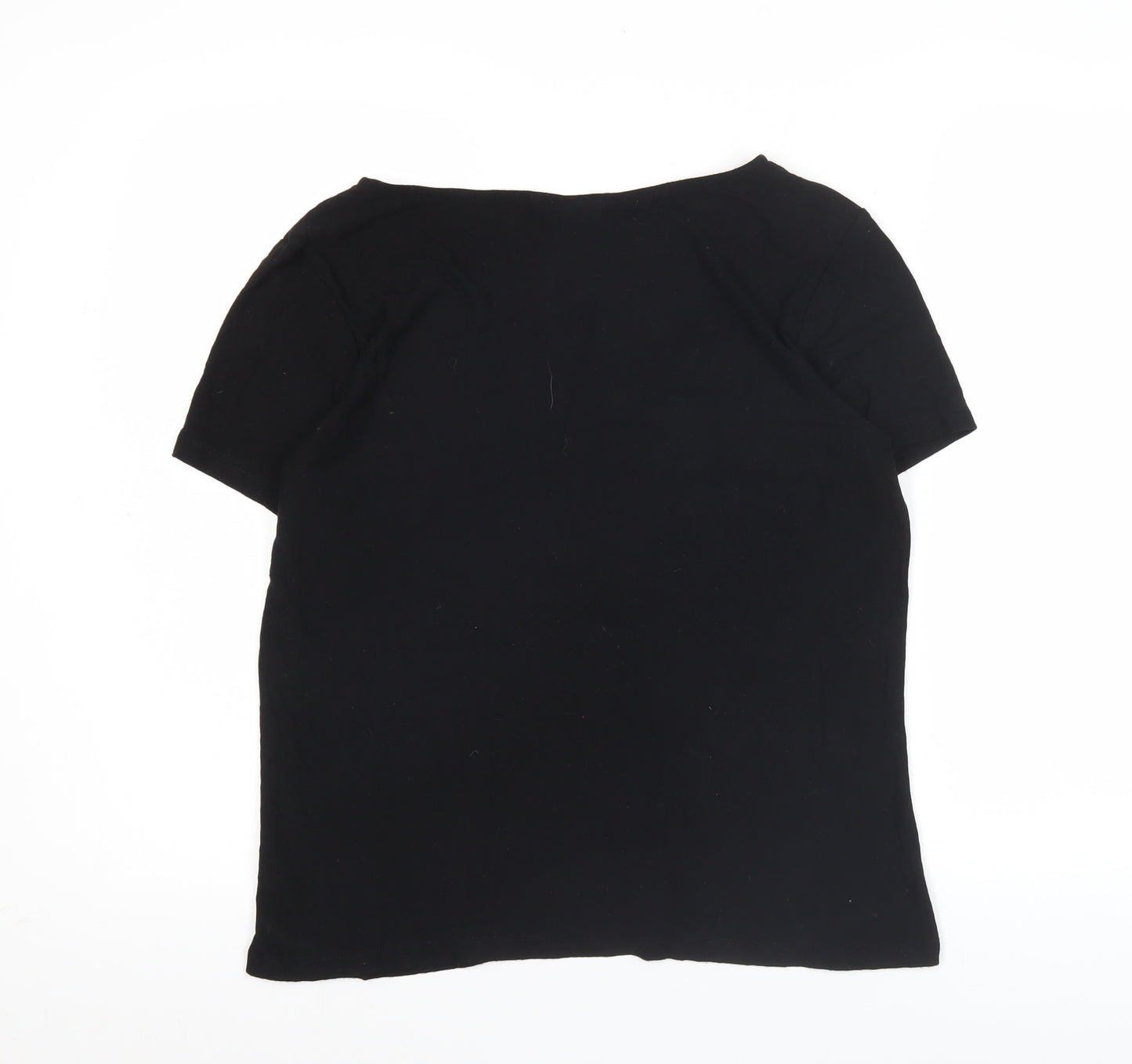 Next Women’s Black Viscose Blend Short Sleeve V-Neck T-Shirt Size 12