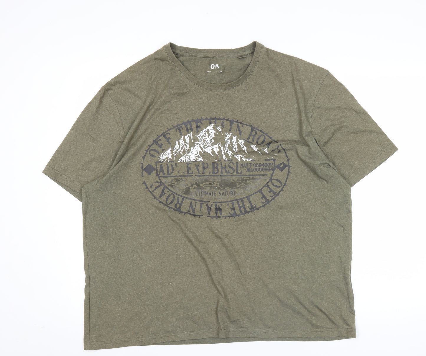 C&A Men's Green 2XL Graphic Outdoor Nature Cotton Blend T-Shirt