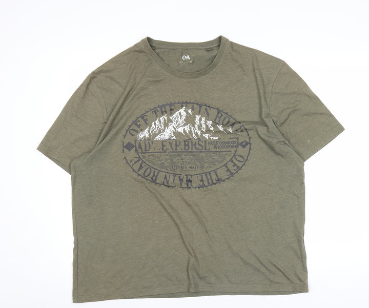 C&A Men's Green 2XL Graphic Outdoor Nature Cotton Blend T-Shirt