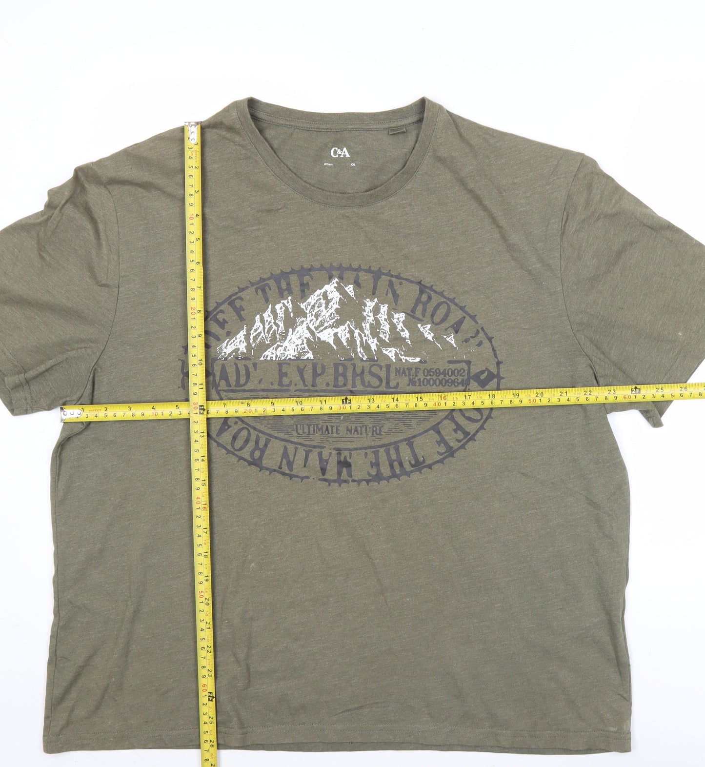 C&A Men's Green 2XL Graphic Outdoor Nature Cotton Blend T-Shirt