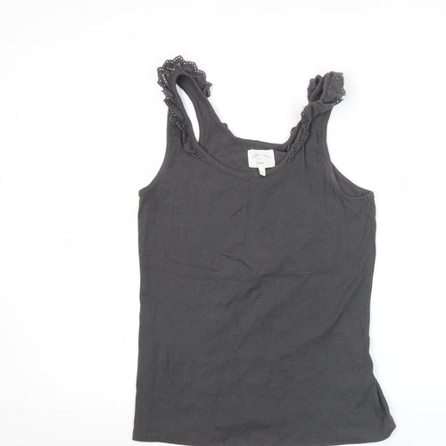 Next Women's Grey Tank Top Size 14 Crochet Strap Casual Cotton