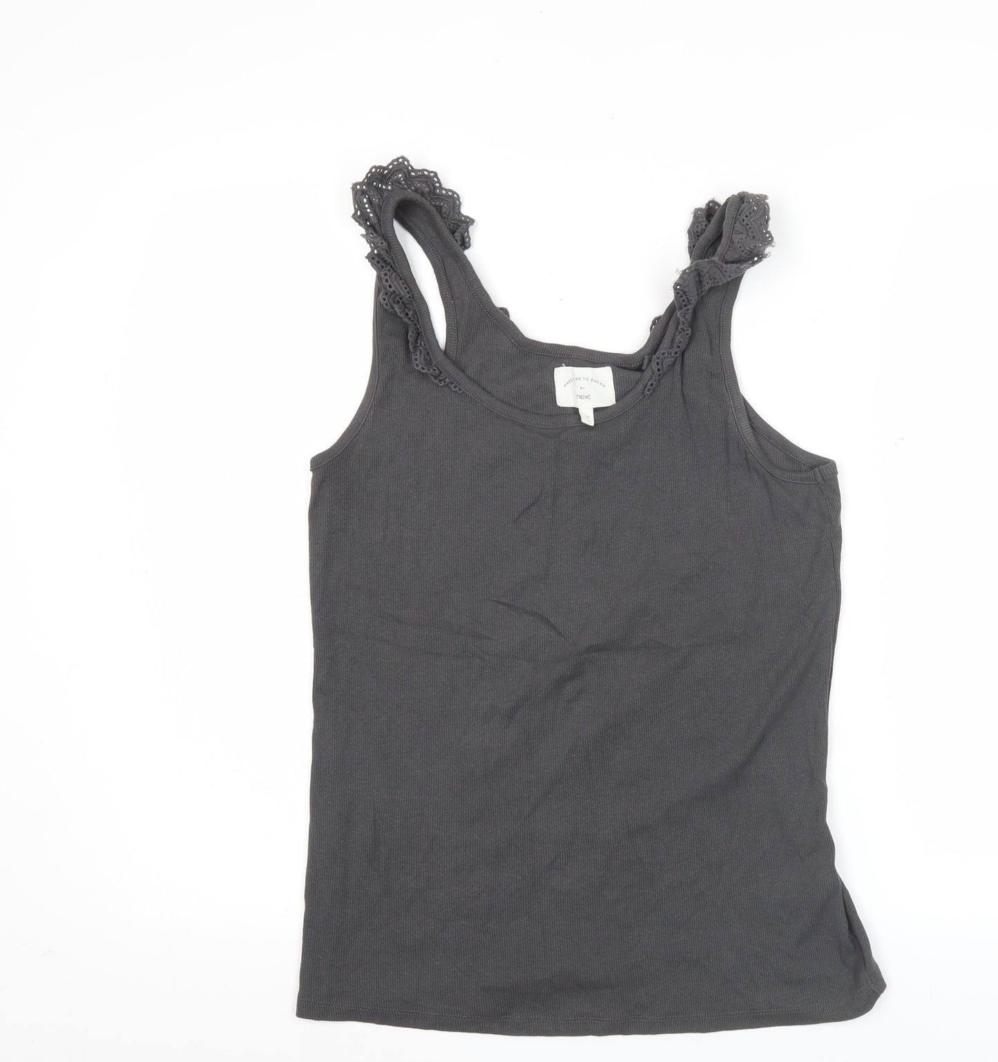 Next Women's Grey Tank Top Size 14 Crochet Strap Casual Cotton