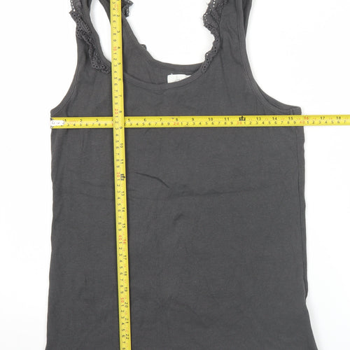 Next Women's Grey Tank Top Size 14 Crochet Strap Casual Cotton
