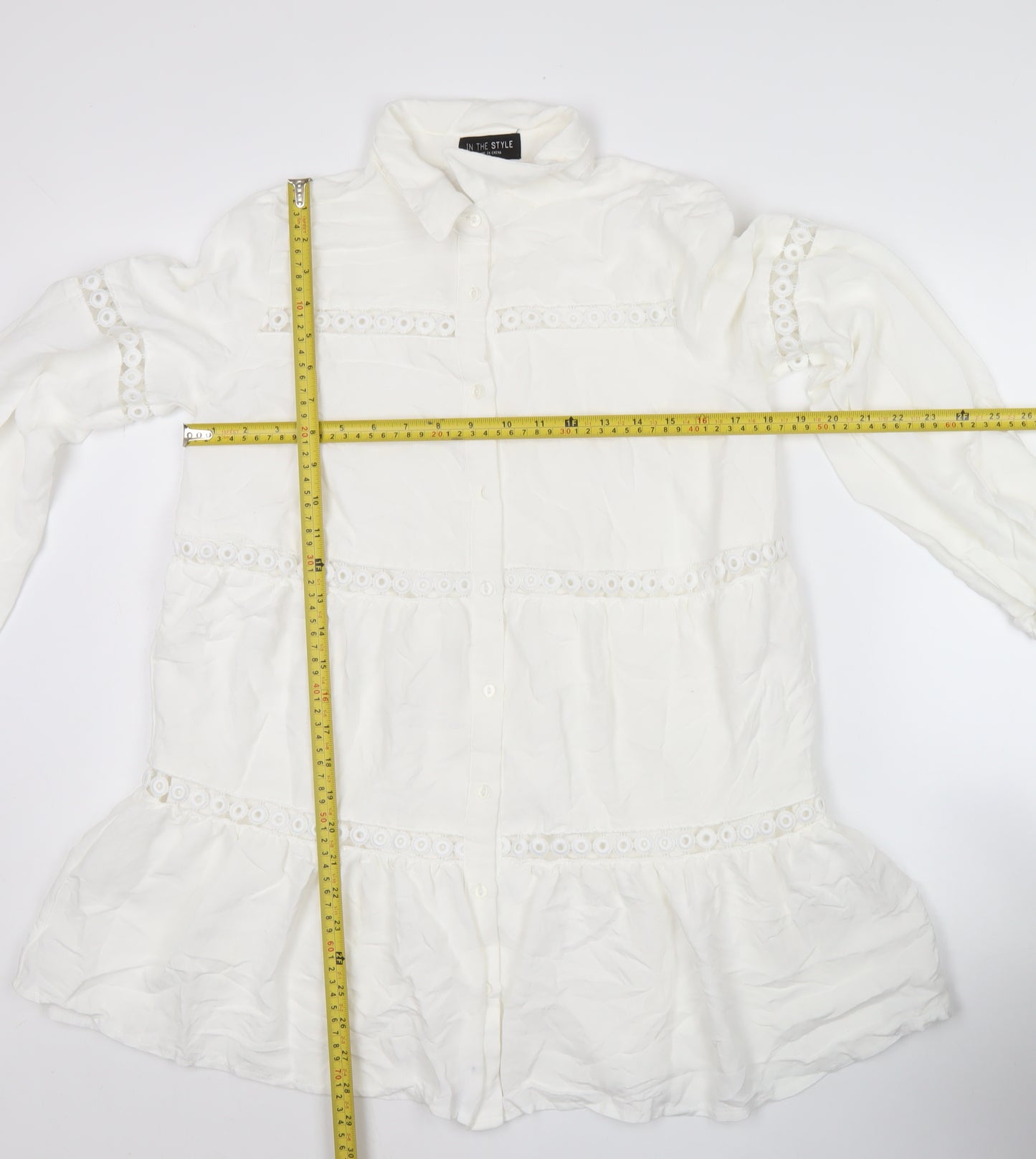 In The Style Women’s White Size 10 Shirt Dress Puff Sleeve