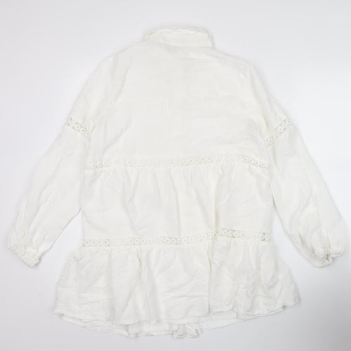 In The Style Women’s White Size 10 Shirt Dress Puff Sleeve