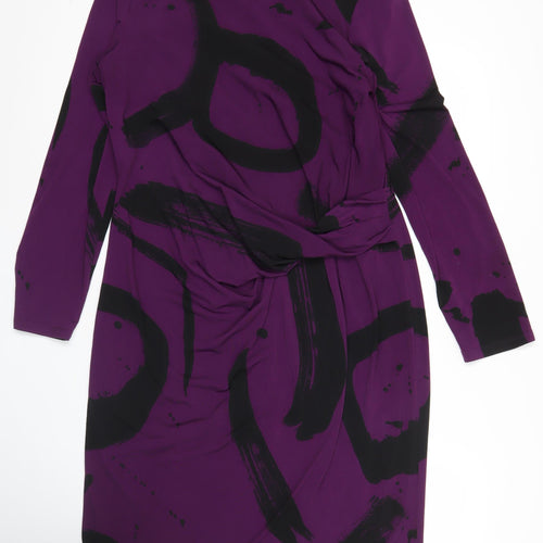 Betty Jackson Black Women’s Purple Sheath Dress Size 16 Ruched
