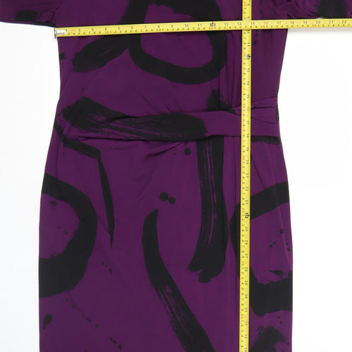 Betty Jackson Black Women’s Purple Sheath Dress Size 16 Ruched