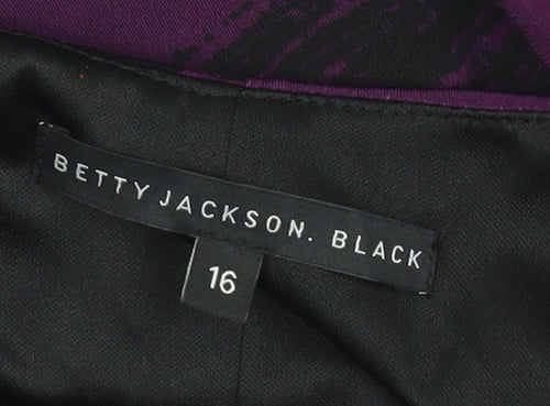 Betty Jackson Black Women’s Purple Sheath Dress Size 16 Ruched