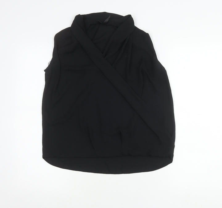 Mango Women’s Black XS Wrap Cowl Neck Sleeveless Blouse