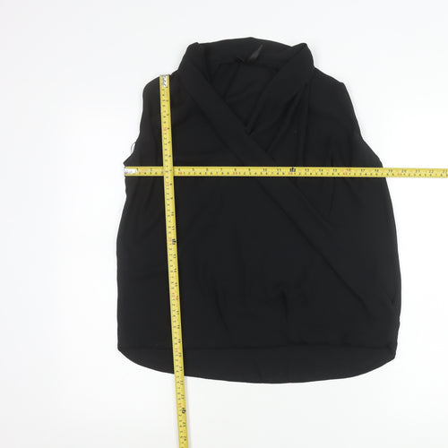 Mango Women’s Black XS Wrap Cowl Neck Sleeveless Blouse