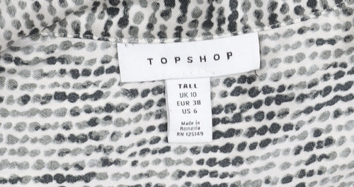Topshop Women’s Black Animal Print Button-Up Blouse UK 10 Tall