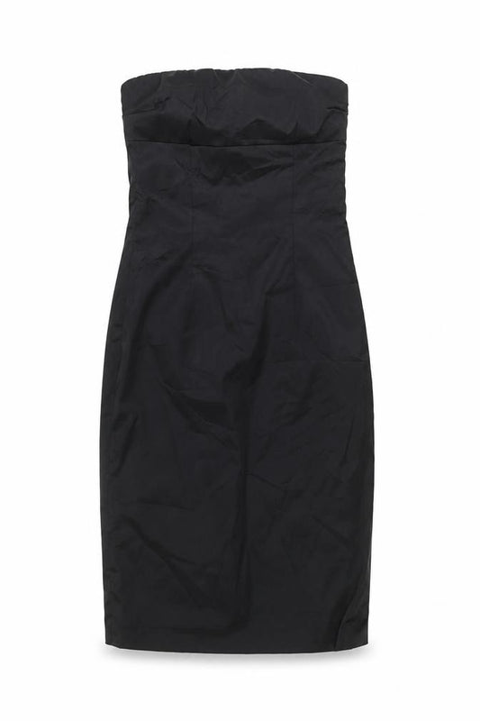 Front view of Oasis Women’s Black Strapless Bodycon Knee Length Dress, size UK 12