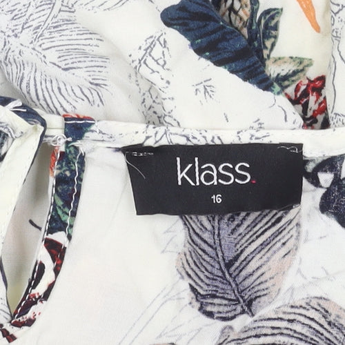 Klass Women’s Multicoloured Floral Tunic Blouse Size 16 Scoop Neck