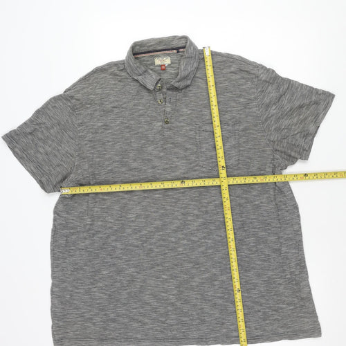 Next Men's Grey Striped Polo Shirt Size 2XL Regular Fit Cotton Blend