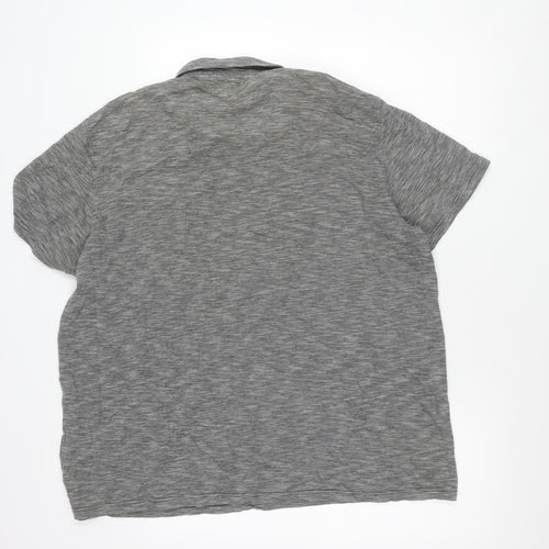 Next Men's Grey Striped Polo Shirt Size 2XL Regular Fit Cotton Blend