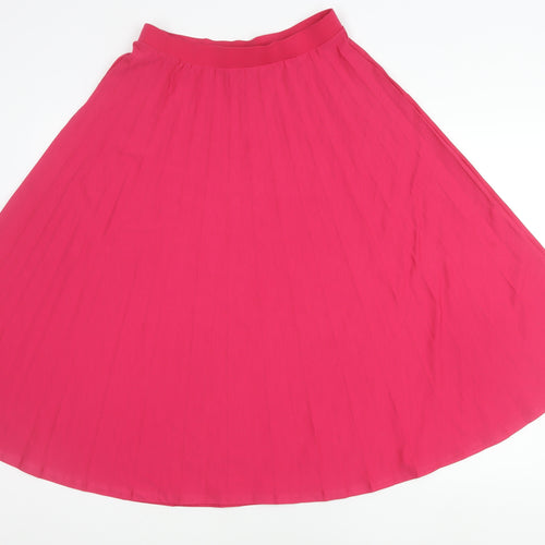 Marks and Spencer Womens Pink Midi Pleated Skirt Size 10