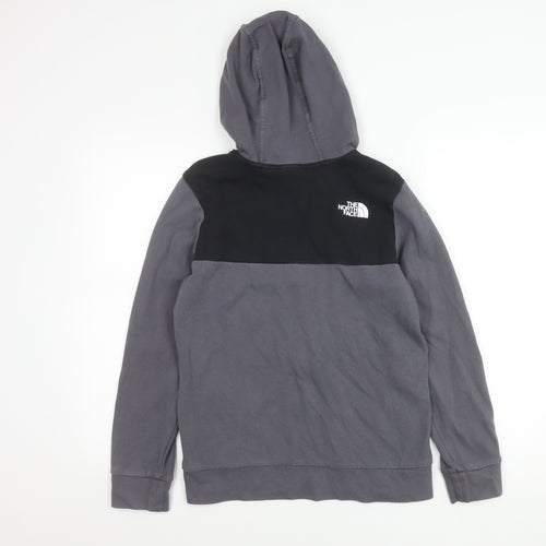 The North Face Boys Grey Black Logo Pullover Hoodie XL Cotton Blend