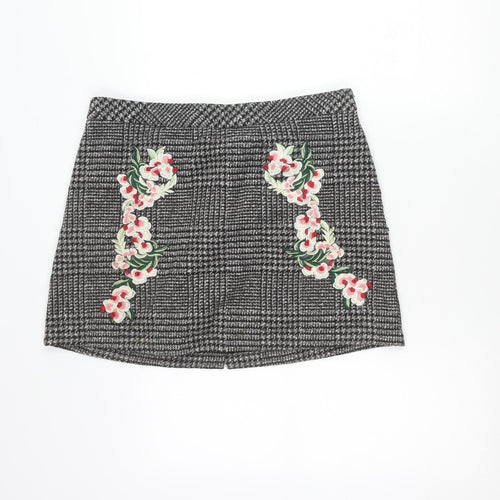 George Women’s Grey Check Floral Embroidered Pencil Skirt Size 14