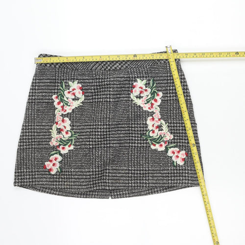George Women’s Grey Check Floral Embroidered Pencil Skirt Size 14