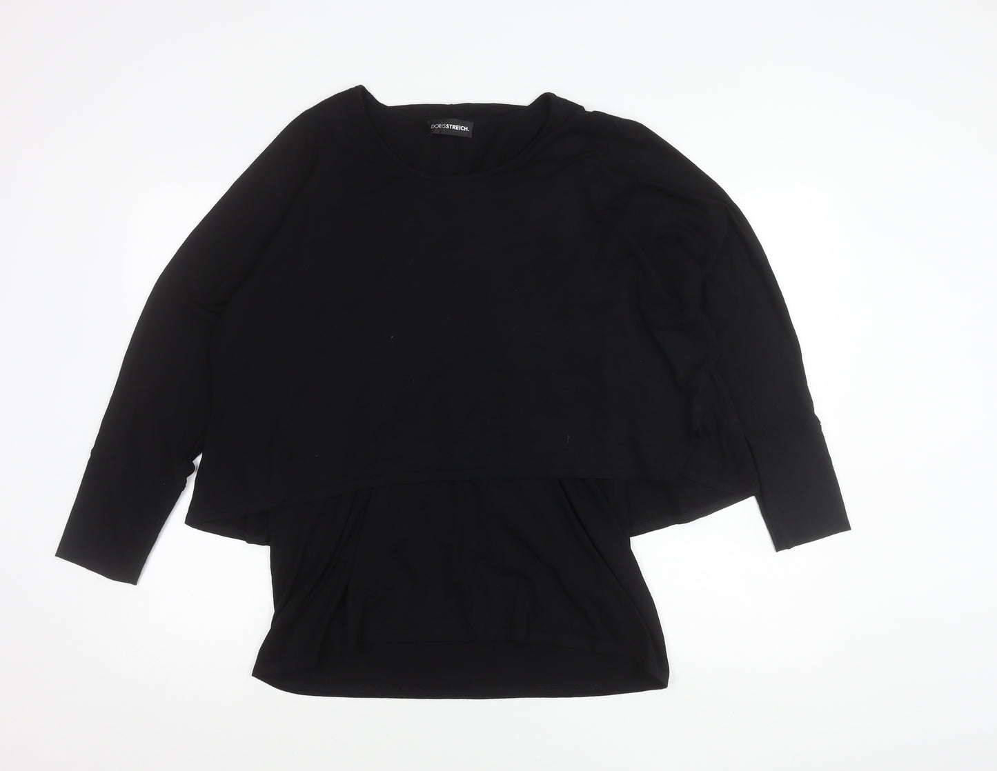 Doris Streich Womens Black Tunic Top Size 14 Long Sleeve Relaxed Fit