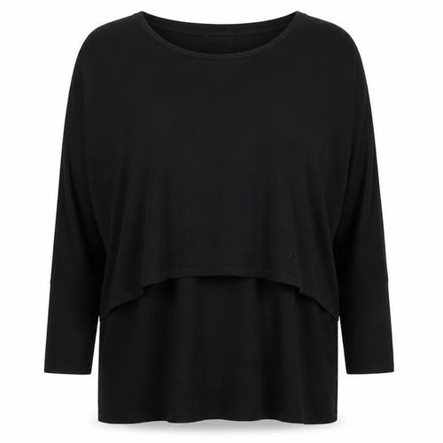 Doris Streich Womens Black Tunic Top Size 14 Long Sleeve Relaxed Fit