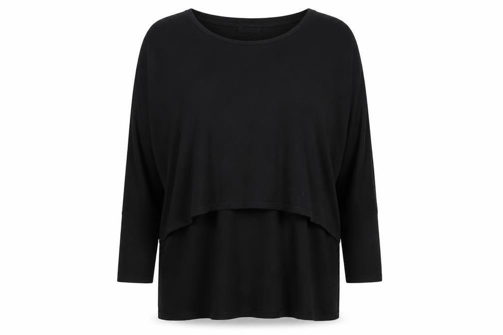 Doris Streich Womens Black Tunic Top Size 14 Long Sleeve Relaxed Fit