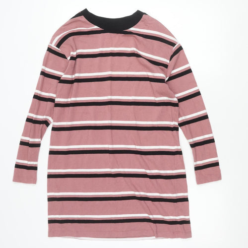 ASOS DESIGN Womens Pink Striped Long Sleeve Cotton T-Shirt Size 8