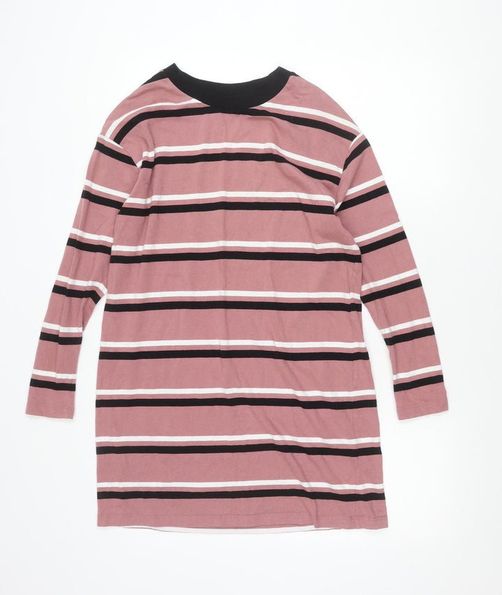 ASOS DESIGN Womens Pink Striped Long Sleeve Cotton T-Shirt Size 8