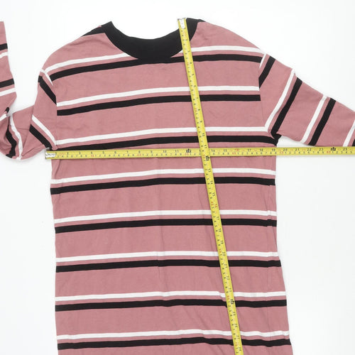 ASOS DESIGN Womens Pink Striped Long Sleeve Cotton T-Shirt Size 8