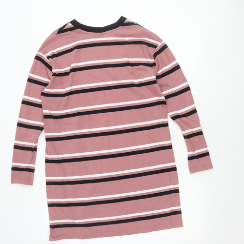 ASOS DESIGN Womens Pink Striped Long Sleeve Cotton T-Shirt Size 8